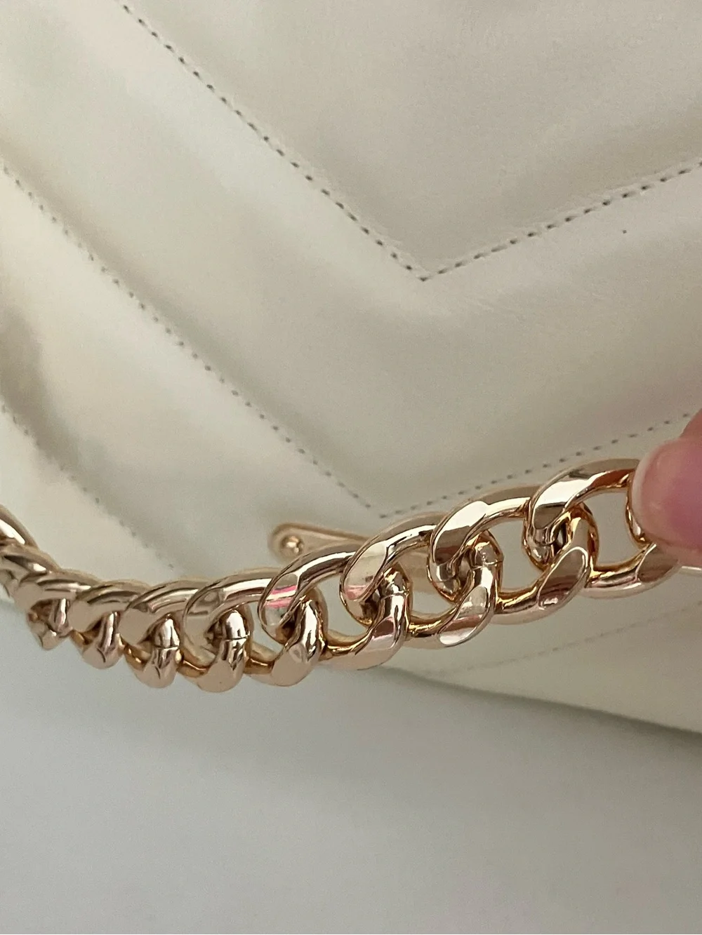 NWT Rebecca Minkoff Edie Cream Leather Crossbody with Gold Chain Strap